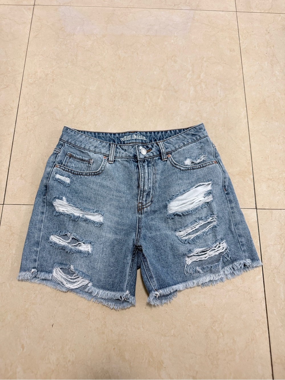 wild fable Distressed Light Blue Denim Shorts
